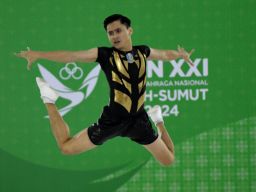 Atlet Senam Aerobik Jatim Perorangan Putra Raih Emas