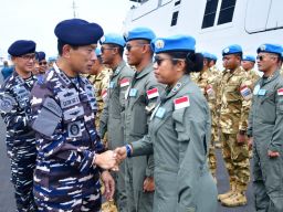 Dirops Puspenerbal Hadiri Penyambutan Satgas MTF TNI Kongo UNIFIL XXVIII-O Kembali di Pangkalan Surabaya