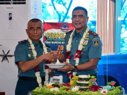 Gempita Prajurit Sambut Komandan dan Wadan Puspenerbal Kali Pertama Masuk Kantor Pasca Kenaikan Pangkat