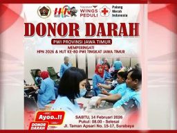 Insan Pers Peduli Kemanusiaan, PWI Jatim Gelar Donor Darah dalam Rangkaian HPN 2026