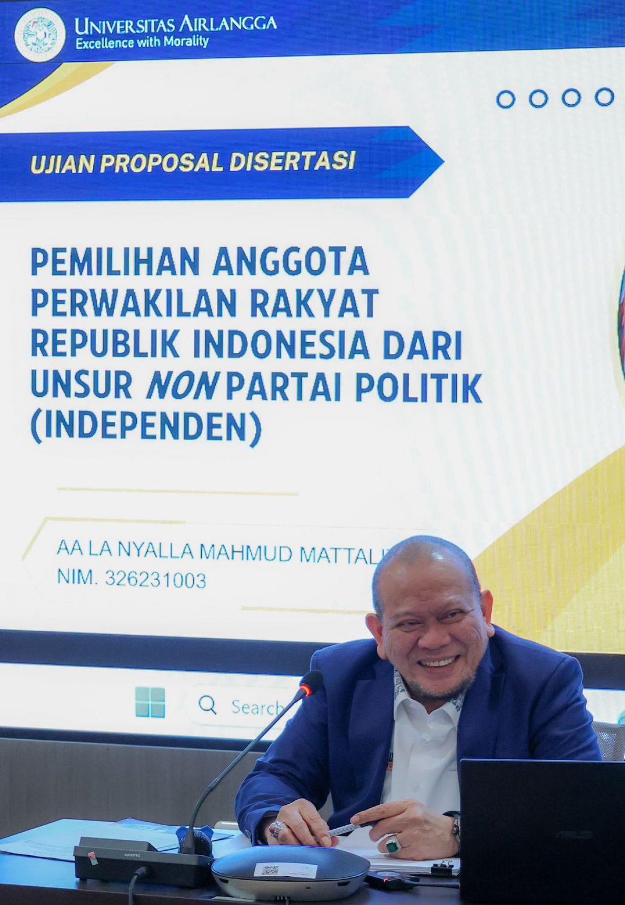 Ujian Proposal Doktoral Unair, Ketua DPD RI Bedah Perbaikan Kualitas Pembentuk Undang-Undang Melalui Unsur Non Parpol