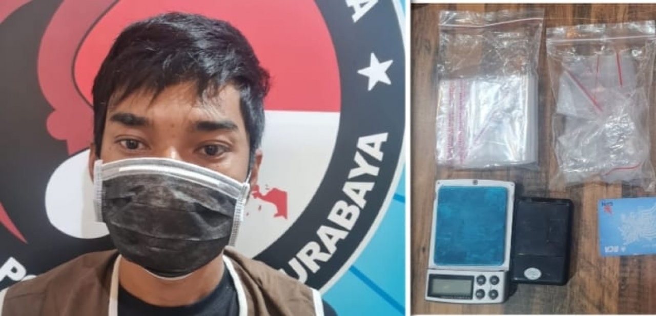 Simpan Sabu 23 Gram , Residivis Wonokromo Diamankan Satresnarkoba Polrestabes Surabaya