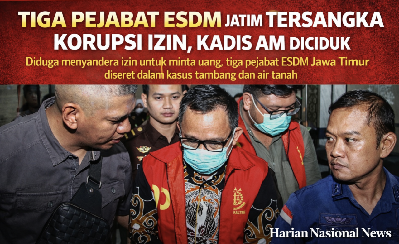 Kejati Jatim Tetapkan 3 Pejabat ESDM Tersangka Korupsi Perizinan, Modus Perlambatan Izin Terungkap