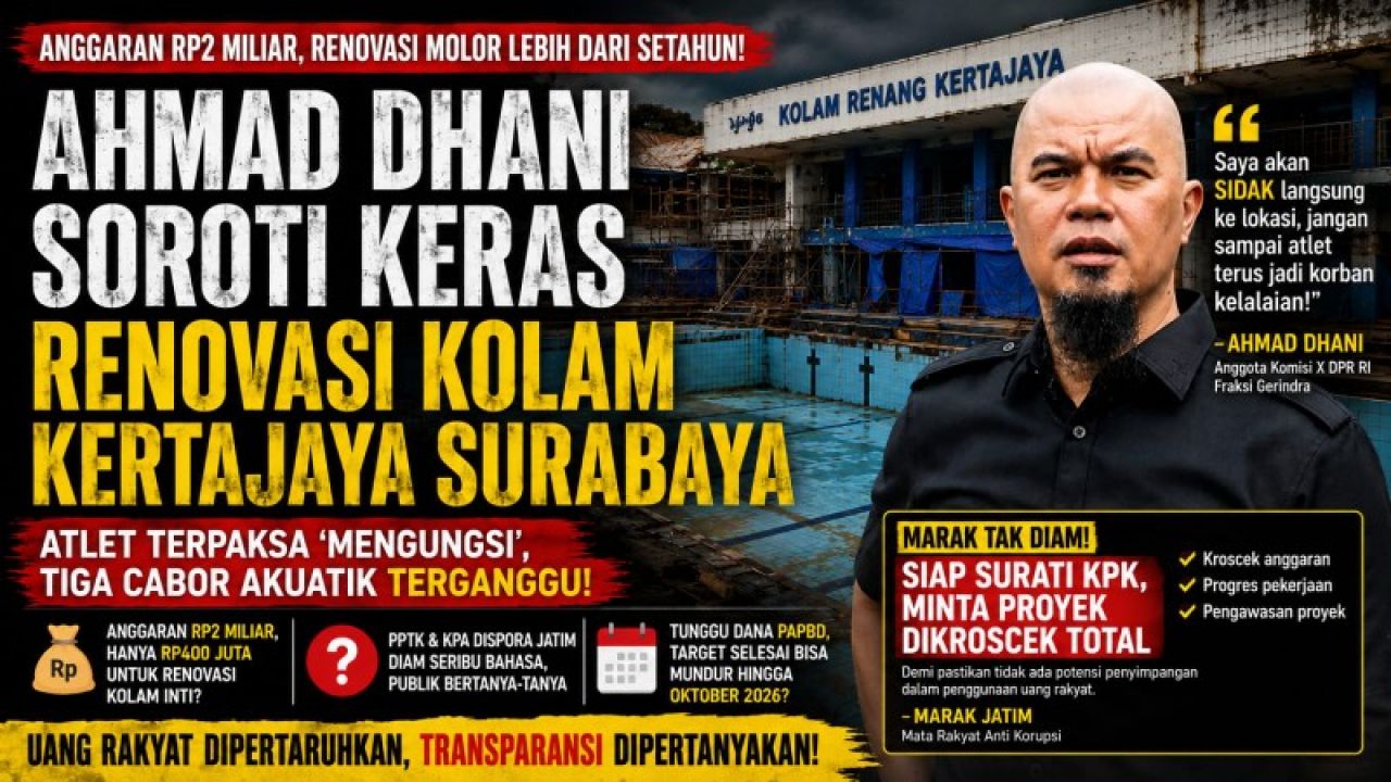 Ahmad Dhani Soroti Renovasi Kolam Kertajaya Molor, MARAK Siap Surati KPK