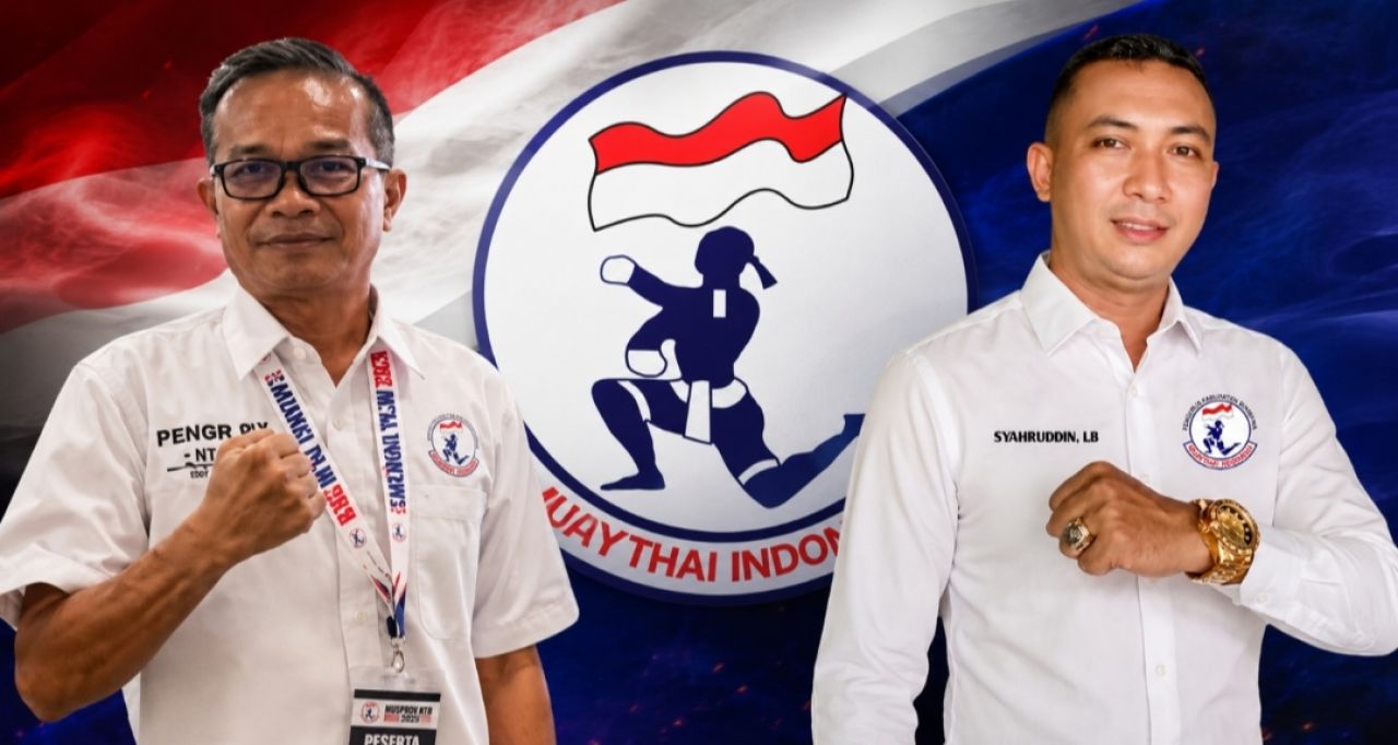 Ketua Pengurus Provinsi (Pengprov) Muaythai Indonesia NTB, Eddy Sofyan bersama Ketua Pengkab Muaythai Sumbawa, Sahruddin Sandy LB