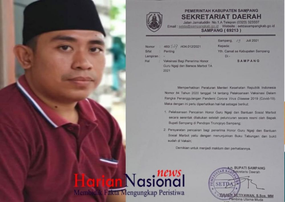 Terkendala Sertifikat Vaksin, Honor Guru Ngaji Kab. Sampang Tidak Cair